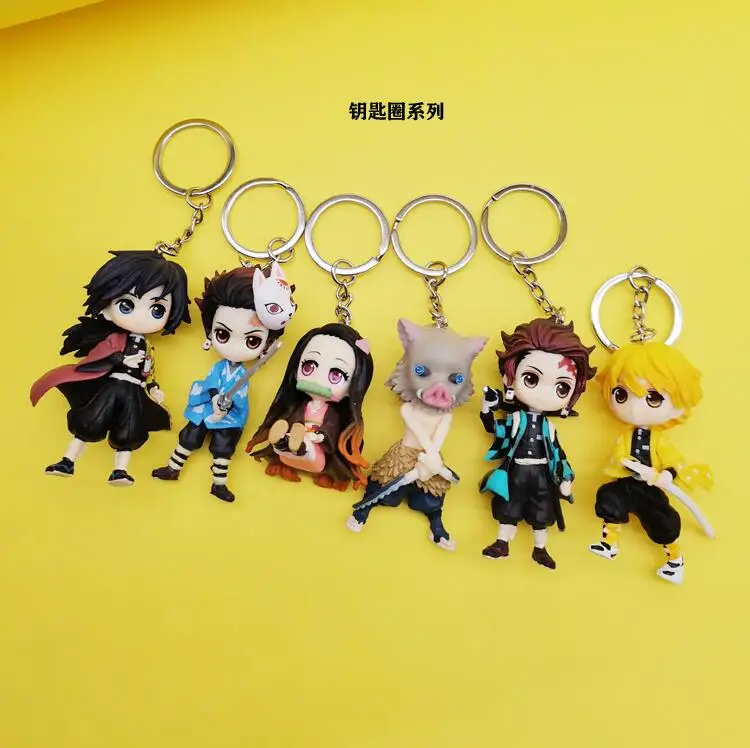 6 шт./компл. аниме демон убийца фигуркы игрушки Llaveros Kimetsu без Yaiba брелки для ключей