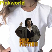 pulp fiction movie print summer ladies t shirt ladies casual basis o collar white shirt short sleeve ladies t shirtsdrop ship