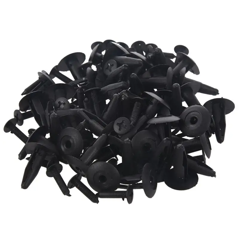 

50 Pcs 7mm Hole Plastic Fastener Rivet Push Retainer Bumper Clip Black