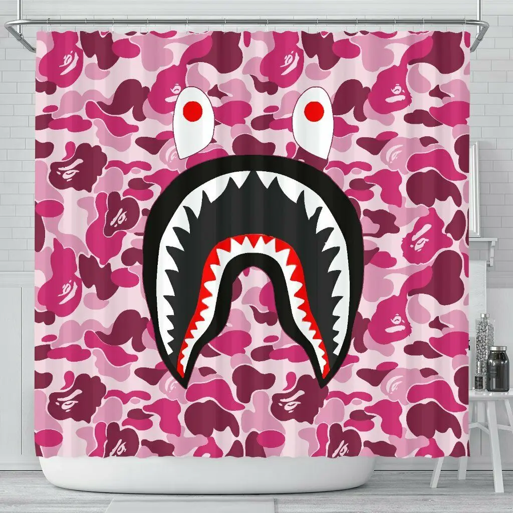 

Pink Waterproof Polyester Fabric Bathroom Shower Curtain