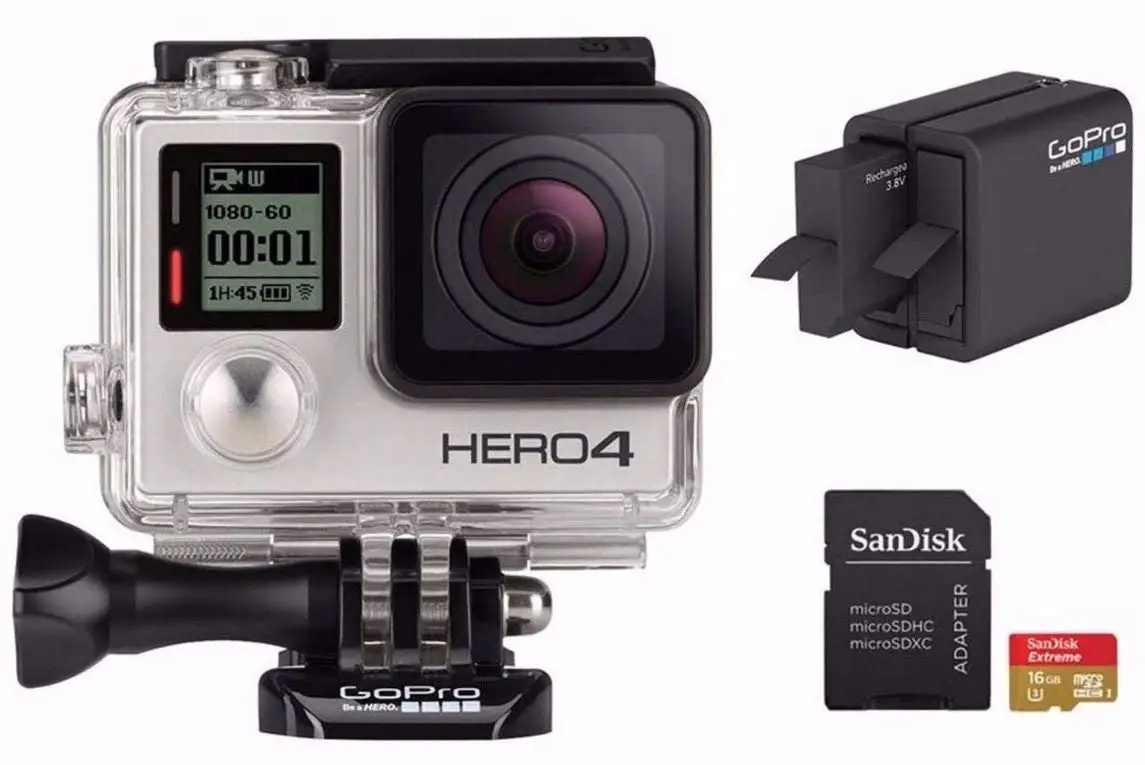 Экшн-Камера GoPro HD Hero 4 black с двойным зарядным устройством водонепроницаемая 4K |