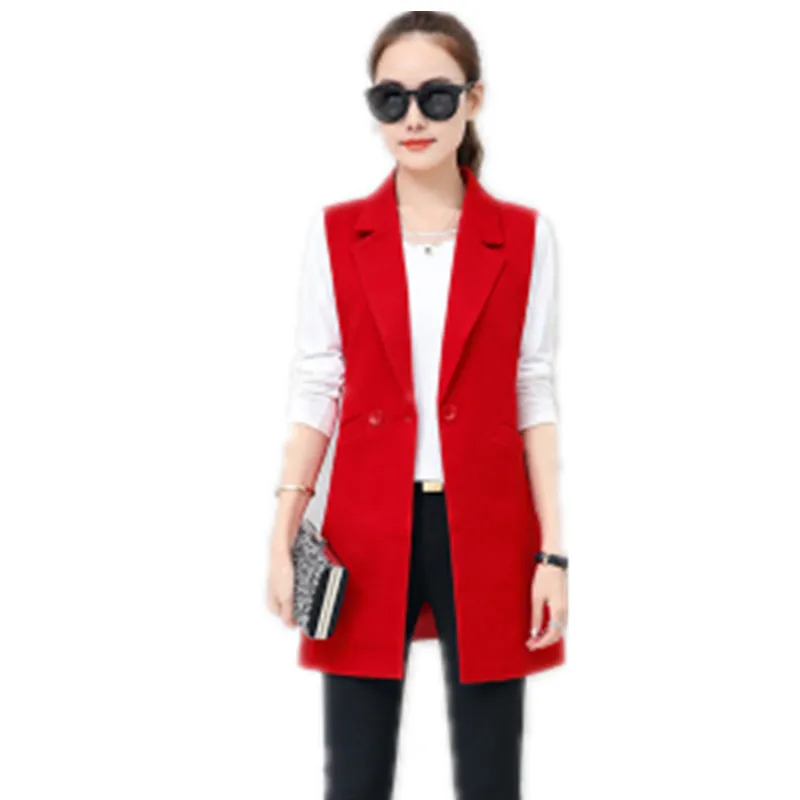 

Весенне-осенний женский костюм, жакет средней длины, облегающий жилет без рукавов в Корейском стиле, 2021