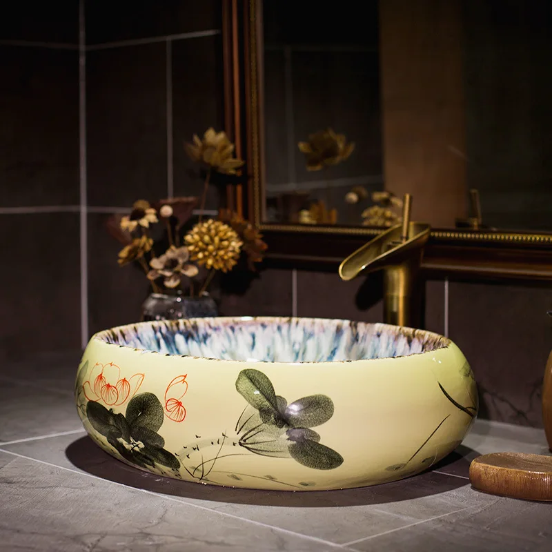 Фарфоровая китайская Классическая художественная раковина столешница