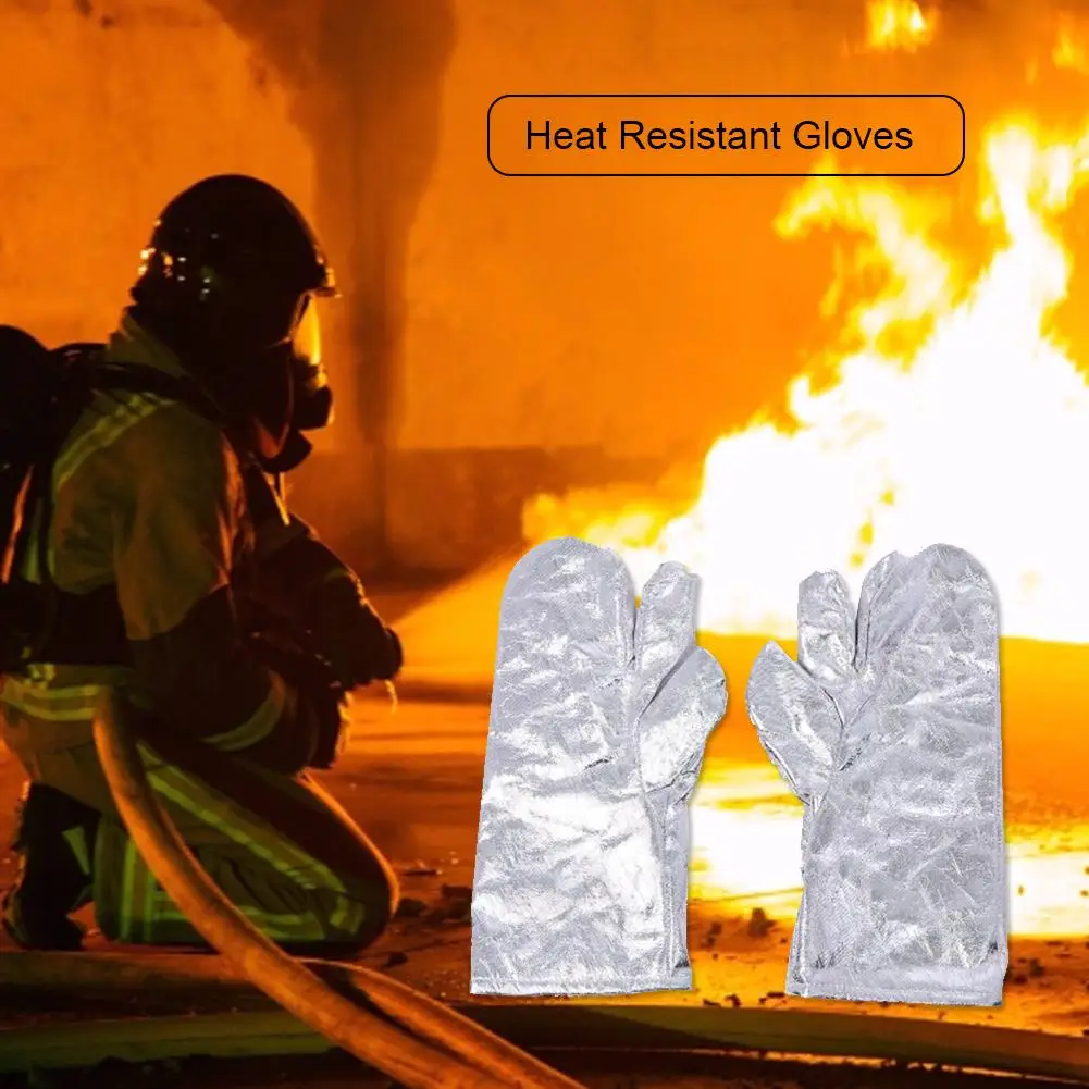 

500 Degrees Celsius Aluminized Heat Resistant Gloves Aluminum Foil Fireproof Anti-scalding High Temperature Safety Work Gloves