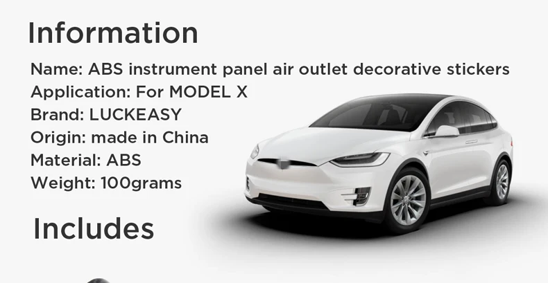LUCKEASY приборной панели воздуха на выходе декоративные наклейки Патчи для Tesla модель X- имитация углеродного волокна 2 шт./компл