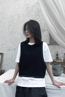 Винтажный стиль жилет с ароматом старения летний костюм из двух предметов Новый