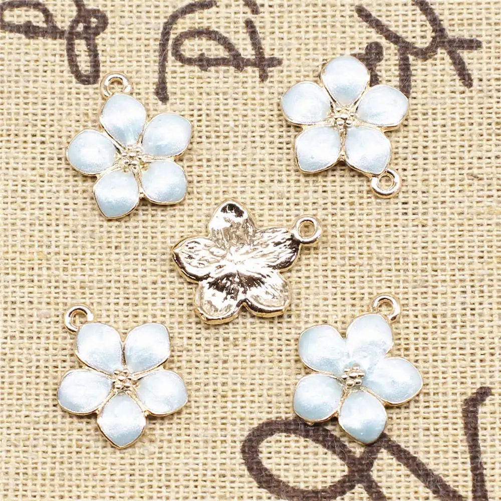 

Flower Charms Supplies For Jewelry Making Kit Enamel 10pcs 15x17mm
