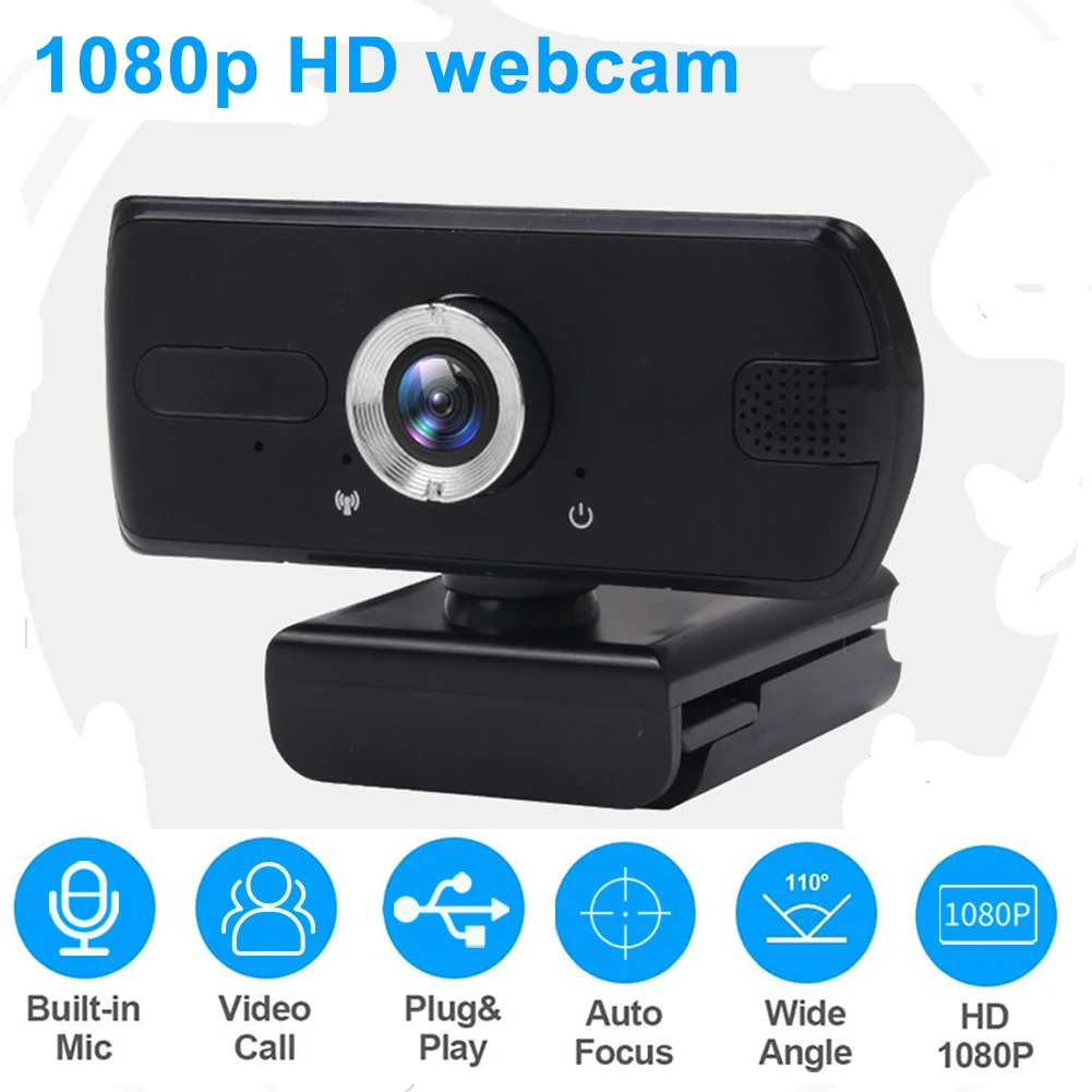 

Веб-камера HD 1080P со встроенным микрофоном, автофокусом, веб-камеры для настольного компьютера, ноутбука, игр, видеозвонков JHP-лучший