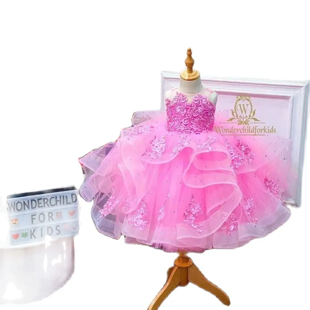 

Kids Girls Princess Pink Dress Evening Tutu Dresses Baby Girl Clothes Long Dress Birthday Party Vestido Wear 1-14Years
