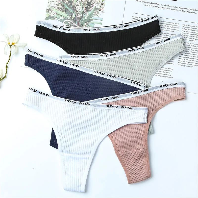 

3Pcs/Lot Women's Cotton G-String Thong Panties String Underwear Women Briefs Sexy Lingerie Pants Intimate Ladies Letter Low-Rise