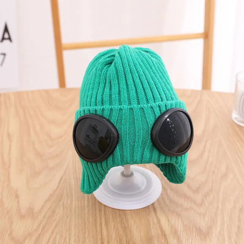 

Acrylic Solid Color Thicken knitted hat warm hat Skullies cap beanie hat for Children boy and girl 64