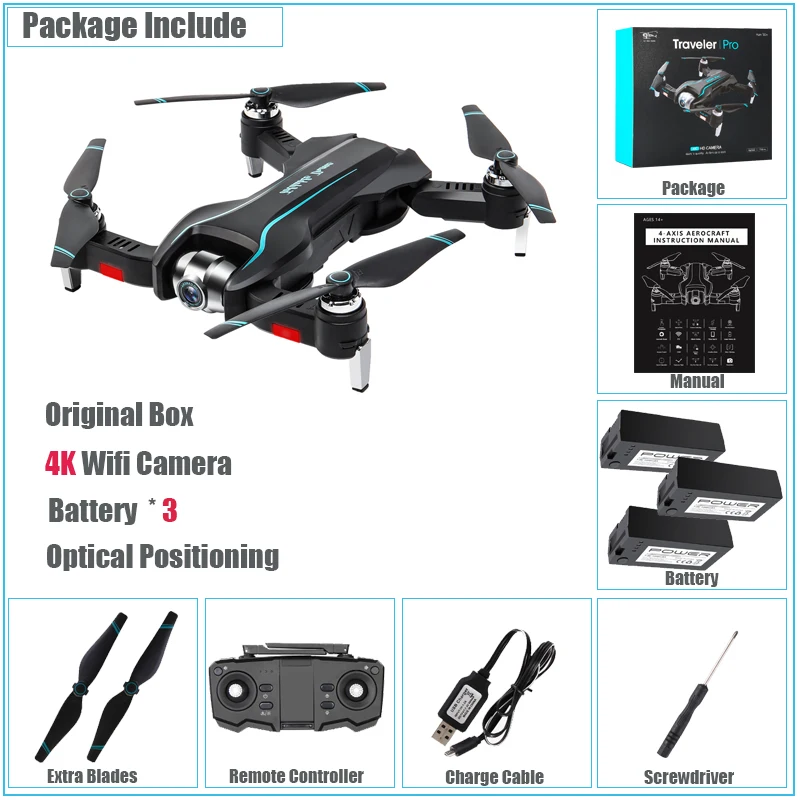 Color Box 4K 3BAT 50X зум-камера мини-Дрон с 4K HD Wifi FPV Квадрокоптер оптический поток позиционирования игрушки вертолет складной Дрон двойная камера - Цвет: Color Box 4K 3BAT