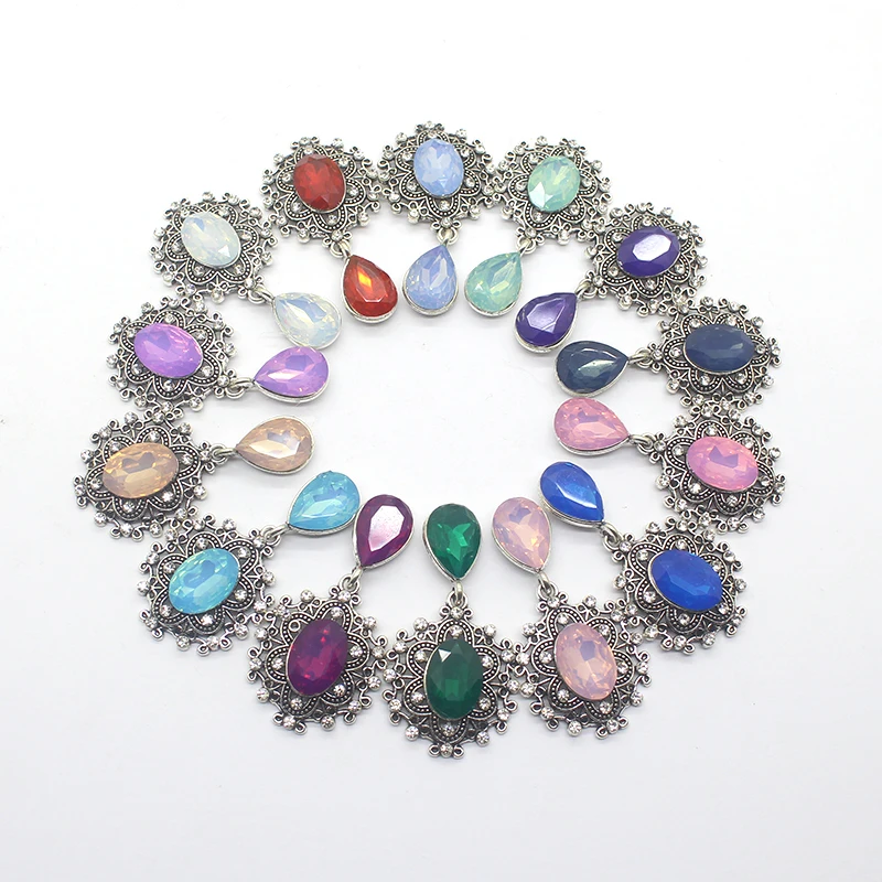 

Retro Mix Color Pendant Metal Brooches Buttons 10Pcs/Lot 25*45mm Home Party Decoration
