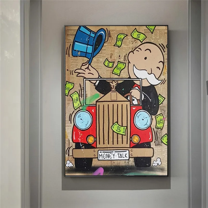 

Graffiti Art Millionaire Time Is Money Cartoon Art Prints Poster Painting On Canvas Wall Art Picture For Living Room Decor