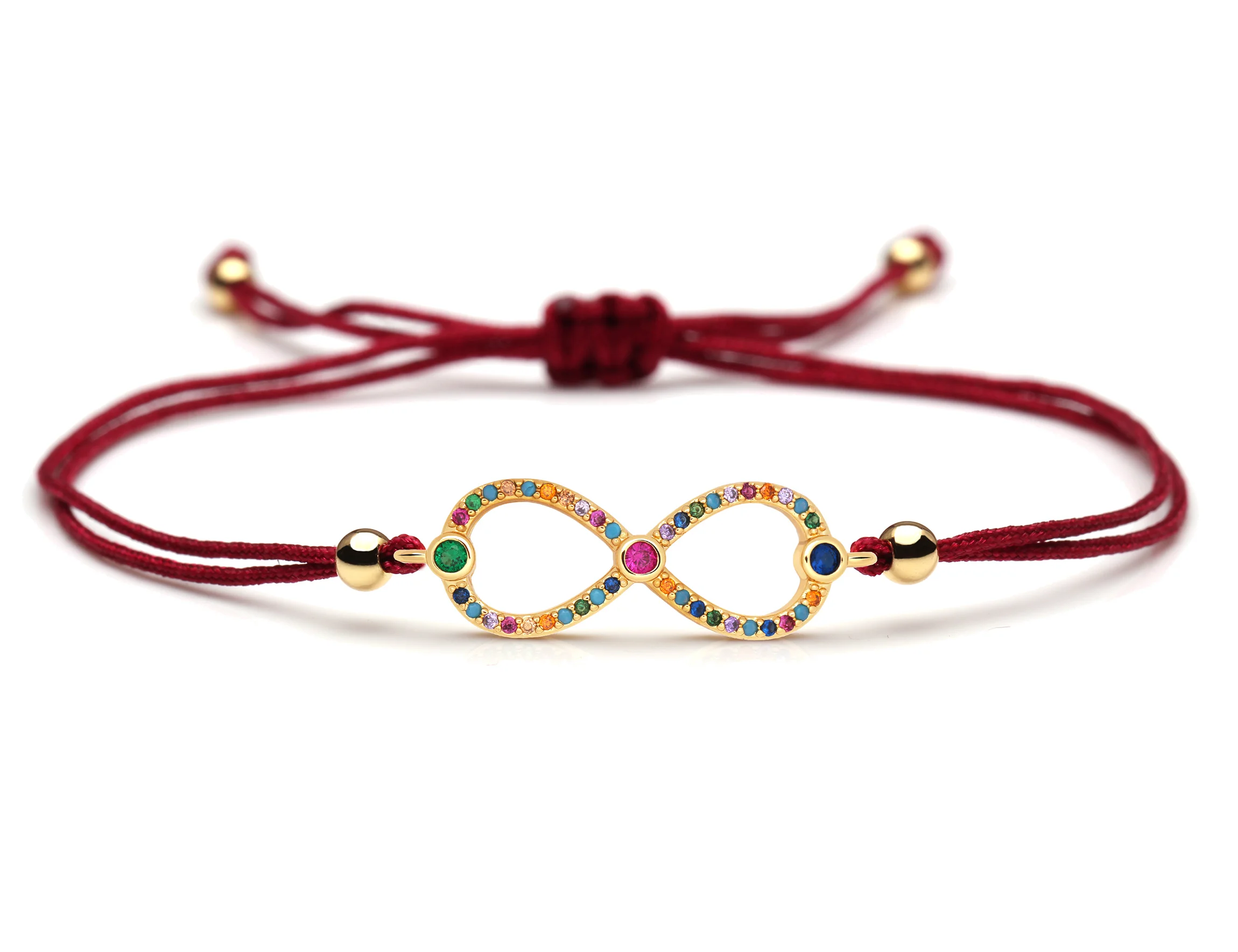 Блестящий разноцветный браслет с кубическим цирконием латунь бесконечность