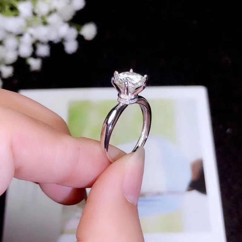 Женское кольцо с муассанитом серебряное 1 карат 2 карата разные цвета 925|Кольца| |