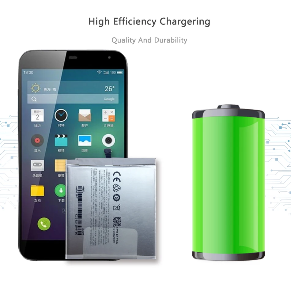 

3150mAh BT51 Mobile Phone Battery For Meizu Meizy Mei zu MX5 BT 51 BT-51 with Track Code