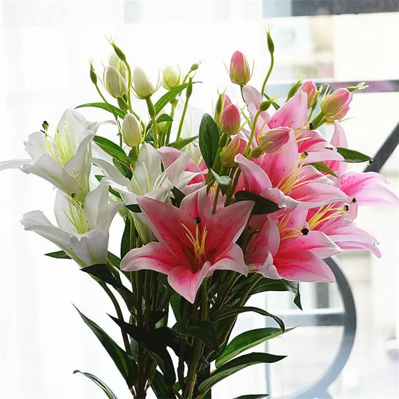 8P поддельные с длинными стеблями Lily (6 головок/шт) 31 5 &quotДлина моделирование лилии