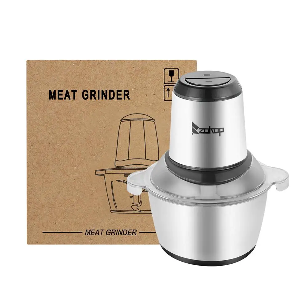 

ZOKOP US Standard Two Files 110V 300W Household Electric Stainless Steel One-Button Meat