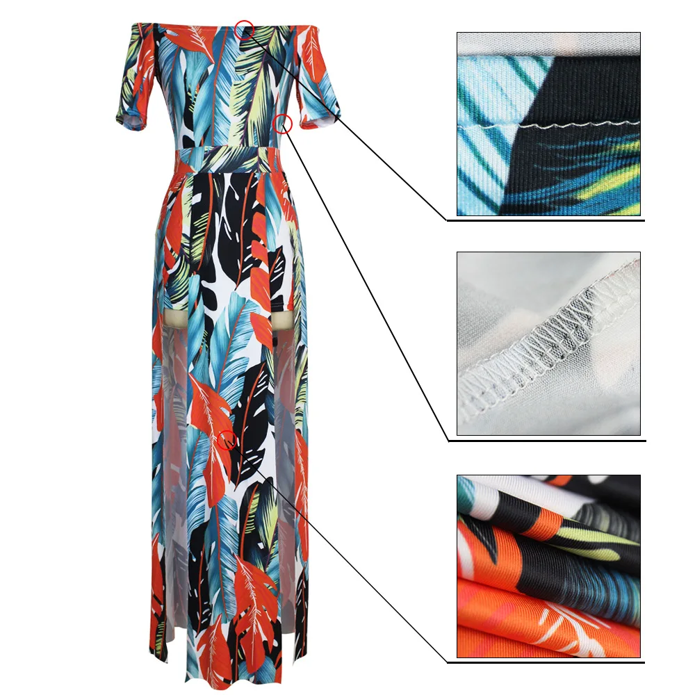 Женские сексуальные широкие брюки с открытыми плечами и принтом повседневные