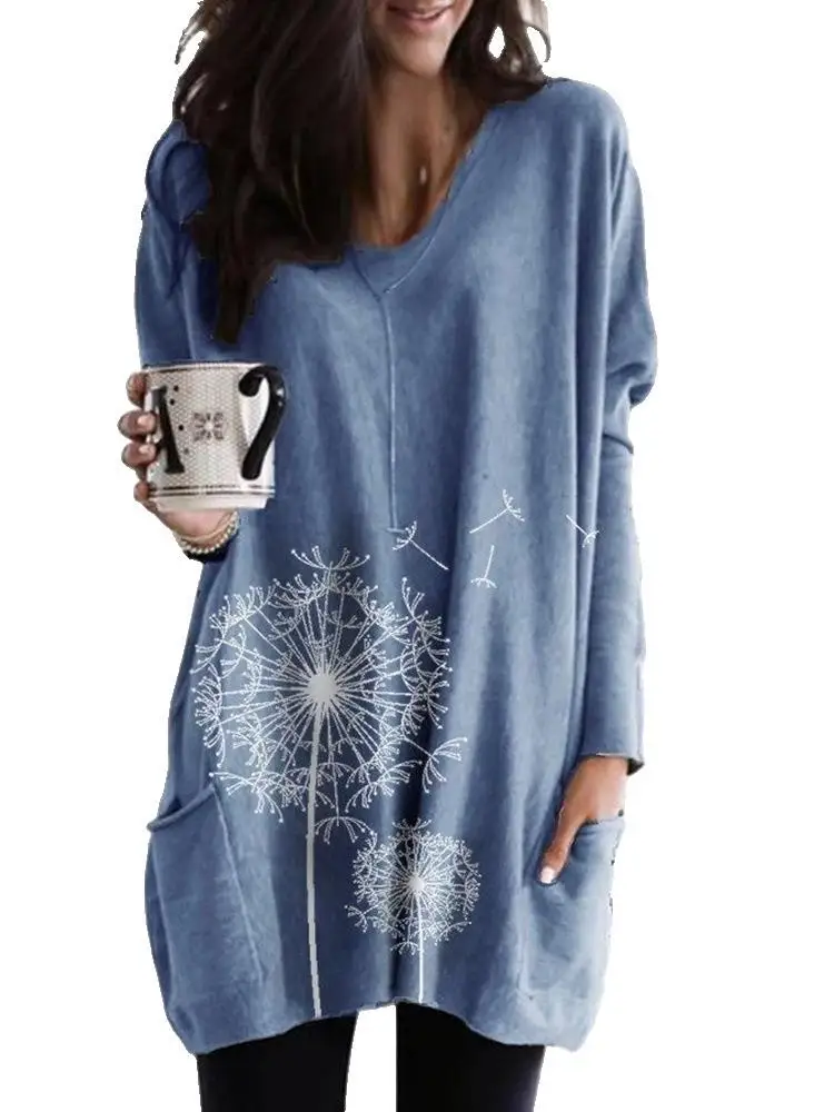 

Autumn 2021 New Hot Selling Round-neck Print Long-sleeved Top T-shirt Girl