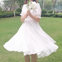 2021 summer new japanese sweet and fresh baby collar dress female student korean loose age reducing medium and long a line skirt
