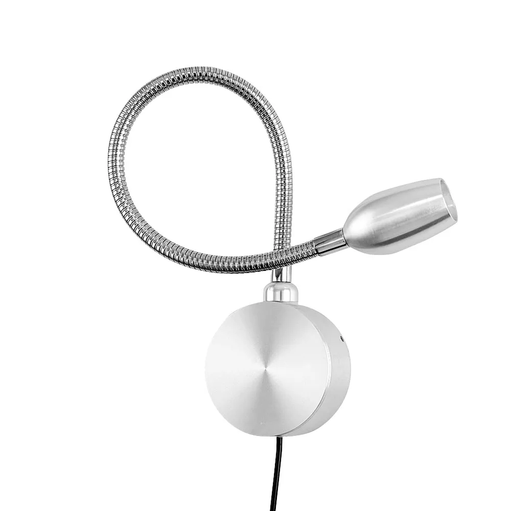 Dimmable Flexible 3w Aluminum Led Wall Light Fixture indoor Hotel Living Room Bedroom Bedside Wall Lamps for Readin