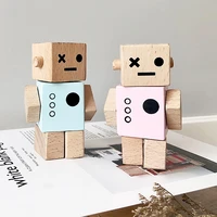 nordic wooden toys fashion diy robot toys for kids boy girl room decor presents children goods gifts ornaments photography prop