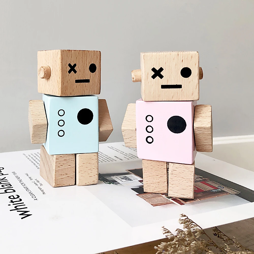 Скандинавские деревянные игрушки модные самодельные роботы для детей декор