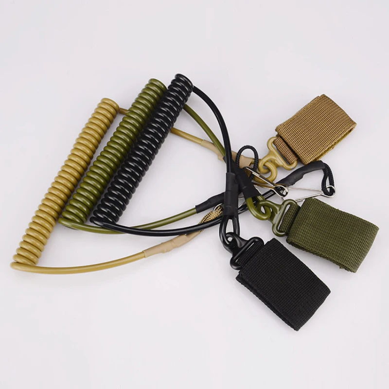 

2021 Airsoft coil sling military elastic spring rope belt backpack lanyard strap bag gun handgun shooting hunt pistol tool