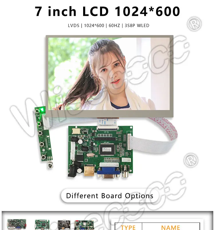 Wisecoco 7 дюймов 1024*600 ips экран дисплей ЖК TFT монитор EJ070NA-01J с драйвером плата управления 2AV HDMI VGA для Raspberry Pi