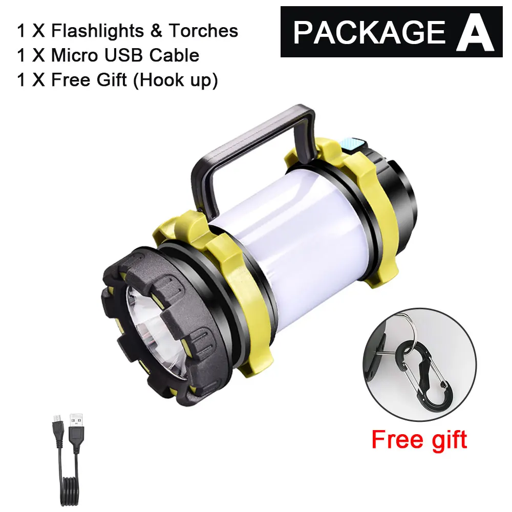Package A Super Bright LED Flashlight Barbecue light Portable Spotlight searchlight USB Rechargeable torch led working light camping light - Мощность в ваттах: Package A