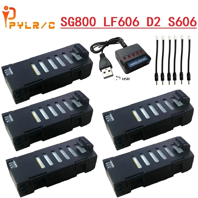 

(In Stock) 1-10Pcs Battery And Charger for LF606 SG800 D2 JD-16 S606 M9 M11 Drone Rc Spare Parts 3.7V 500mAh Lipo Battery