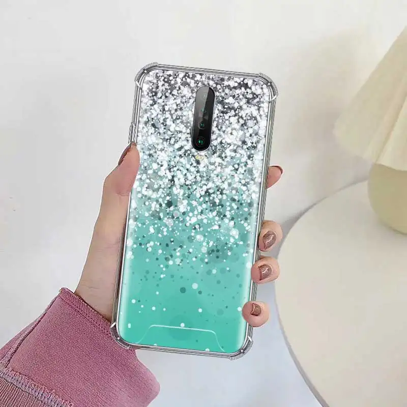 

Gold Pink Glitter Print Case For Xiaomi Mi Note 10 Pro 5G 9T A3 A2 Lite CC9E CC9 Poco X2 Fall Proof Airbag Phone Shell Cas