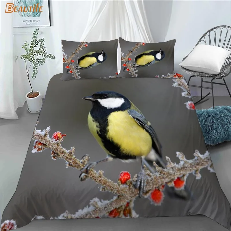 Juego de fundas de edred&oacute;n personalizadas para el hogar, Set de ropa de cama de 3 piezas con dise&ntilde;o de p&aacute;jaro, a la moda, Textiles para el hogar, 1009-1