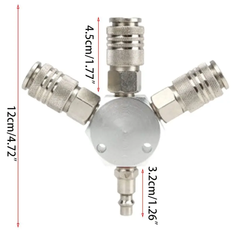 

Universal 3-Way Manifold Quick Connector 1/4''NPT Quick Coupler Air Hose Coupling Pneumatic Tools Kit