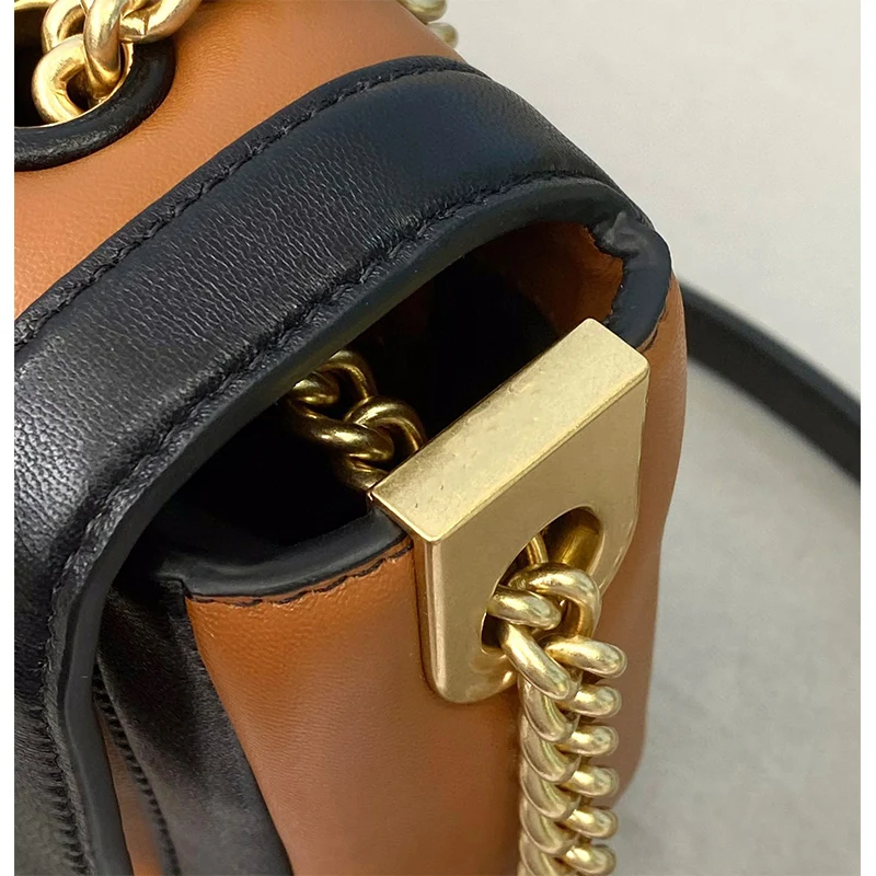 

Retro hit color hardware buckle Fashion all-match leather shoulder bag Ladies new fashion clutch bag Rectangular messenger bag