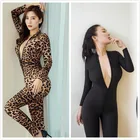 Женское боди с длинным рукавом, комбинезон на молнии, полосатый костюм-кошка, сексуальный косплей