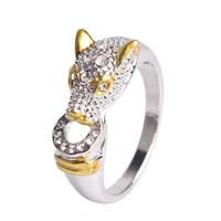 fashion leopard head water crystal ring romantic women ring accessories jewelry for female friend best gift