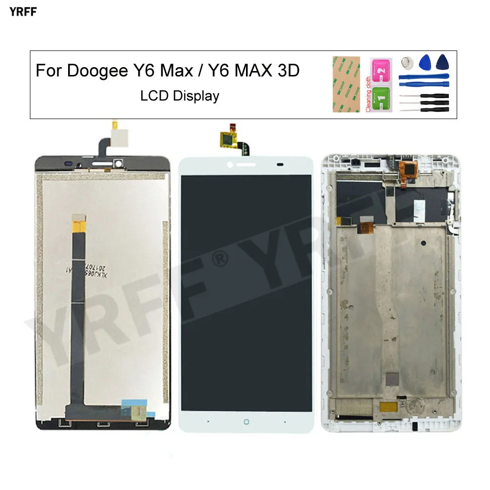 White LCD Display For Doogee Y6 MAX 3D With Frame LCD Screens Touch Screen Digitizer Assembly Panel Phone Repair Sets