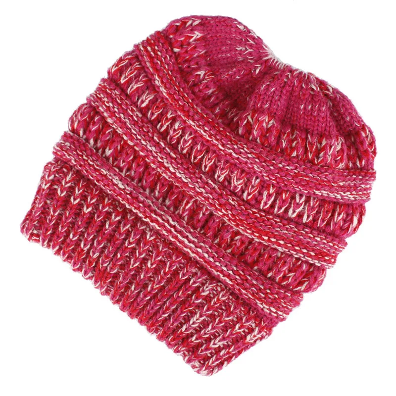 Женская зимняя шапка Skullies Beanies, вязаная шапка с ушками, теплая, конский хвост, толстая шерсть, грязные модные аксессуары, Outdoor-XMC-W6