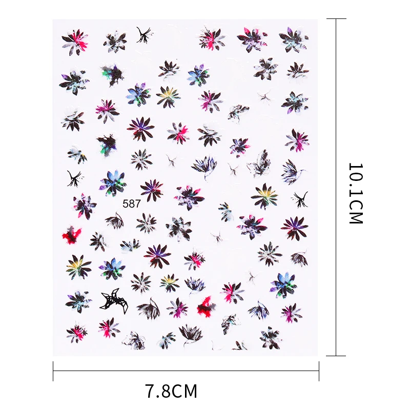 3D растения цветок цветные наклейки для ногтей красивые смешанные узоры