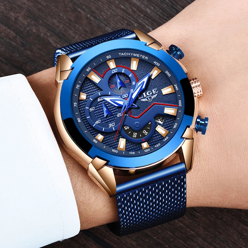 LIGE мужские часы с силиконовым ремешком Топ бренд класса люкс водонепроницаемый