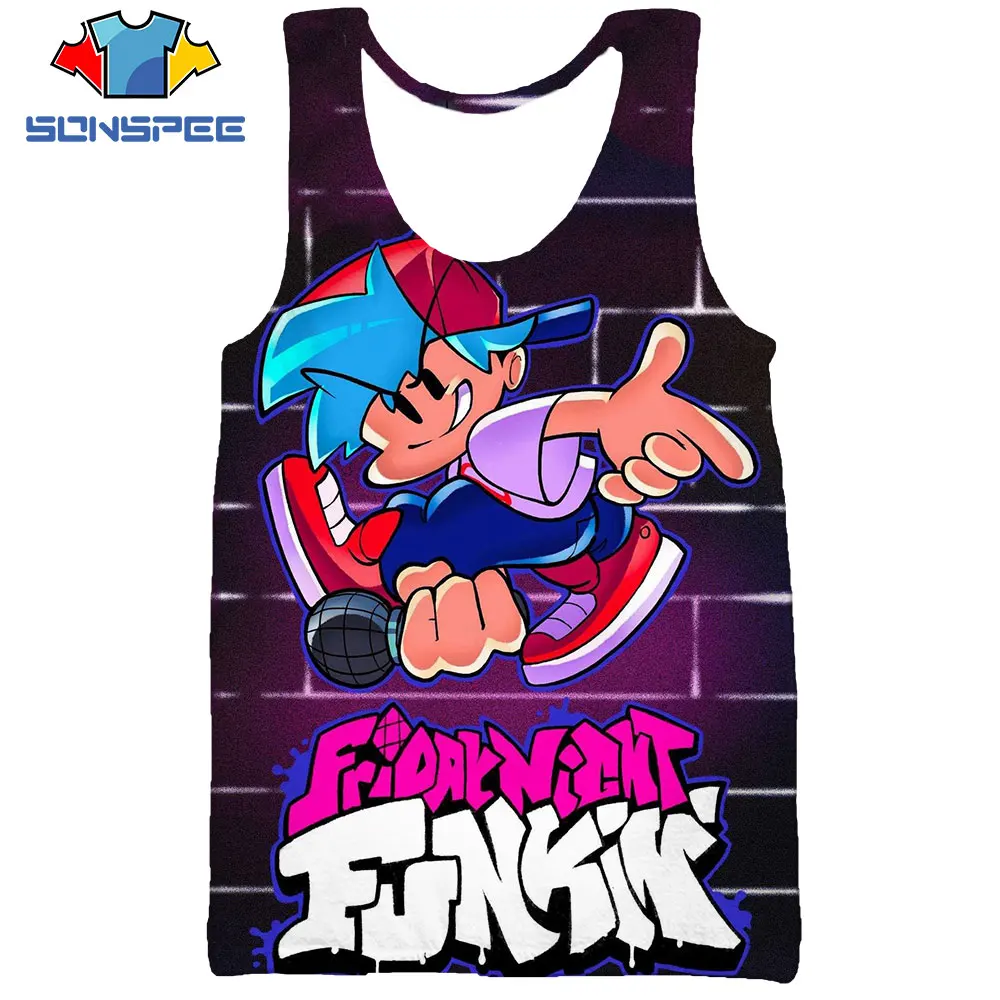 

SONSPEE 3D Print Game Friday Night Funkin Women Men's Tank Tops Casual Fitness Funny Bodybuilding Gym Muscle Sleeveless Vest