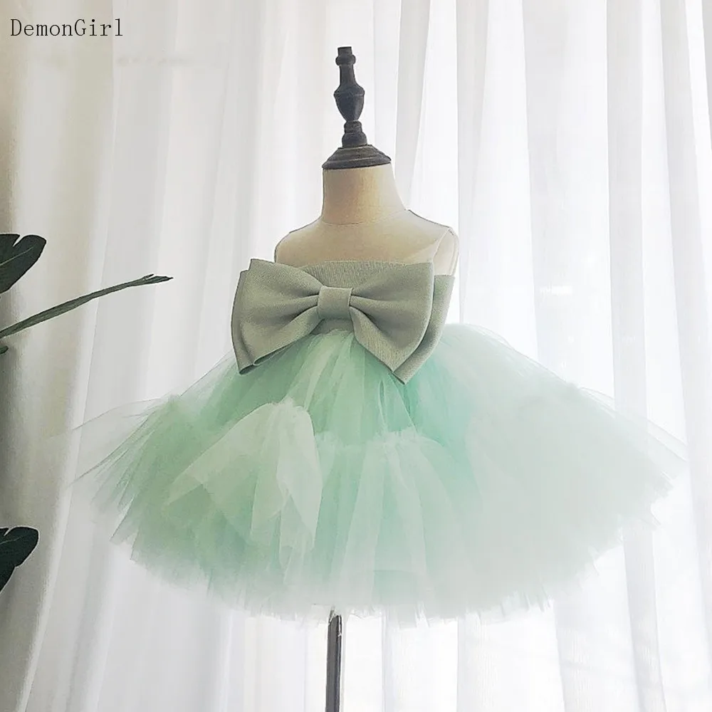

Мятно-зеленое Тюлевое платье для маленьких девочек, Пышное Платье До Колена для дня рождения, платье для свадебной вечеринки для девочек, де...