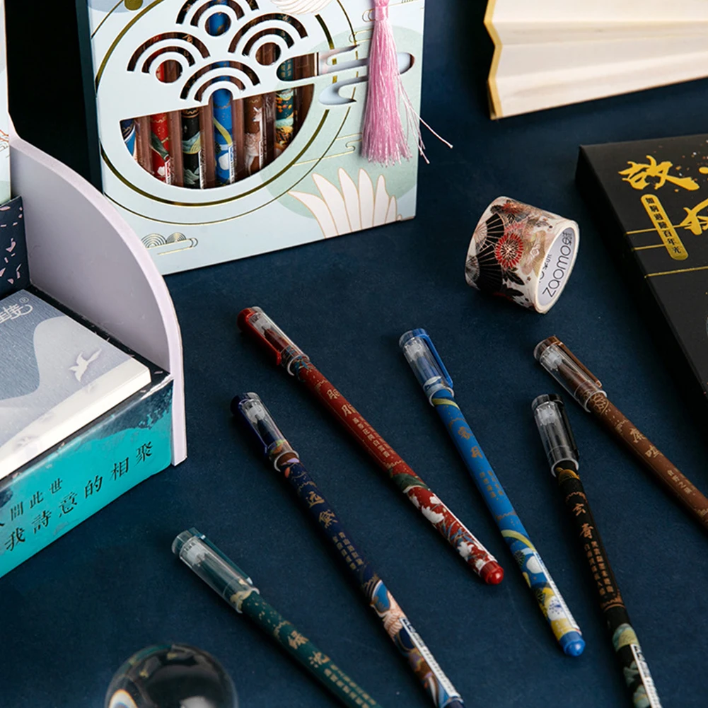 

6pcs Stationery Vintage Style Color Pen Set Art Supplies Writing Tool School Office Scrapbooking Journals Kids Gift Drawing