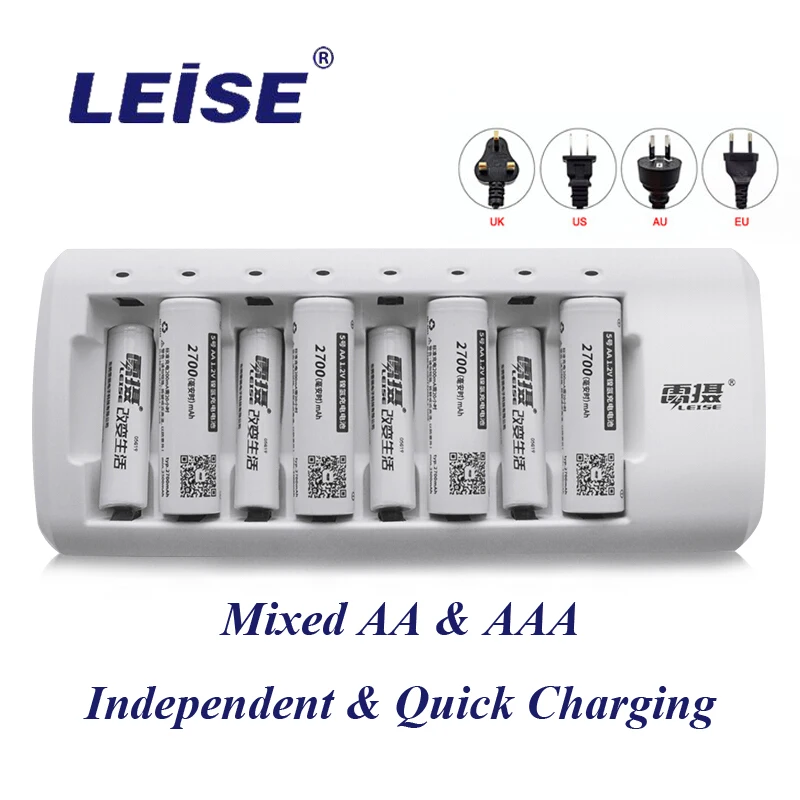 Leise 8 слотов зарядное устройство для аккумуляторов AA AAA Ni-CD Ni-MH 2a 3a аккумуляторная батарея Быстрая зарядка указывающий светильник