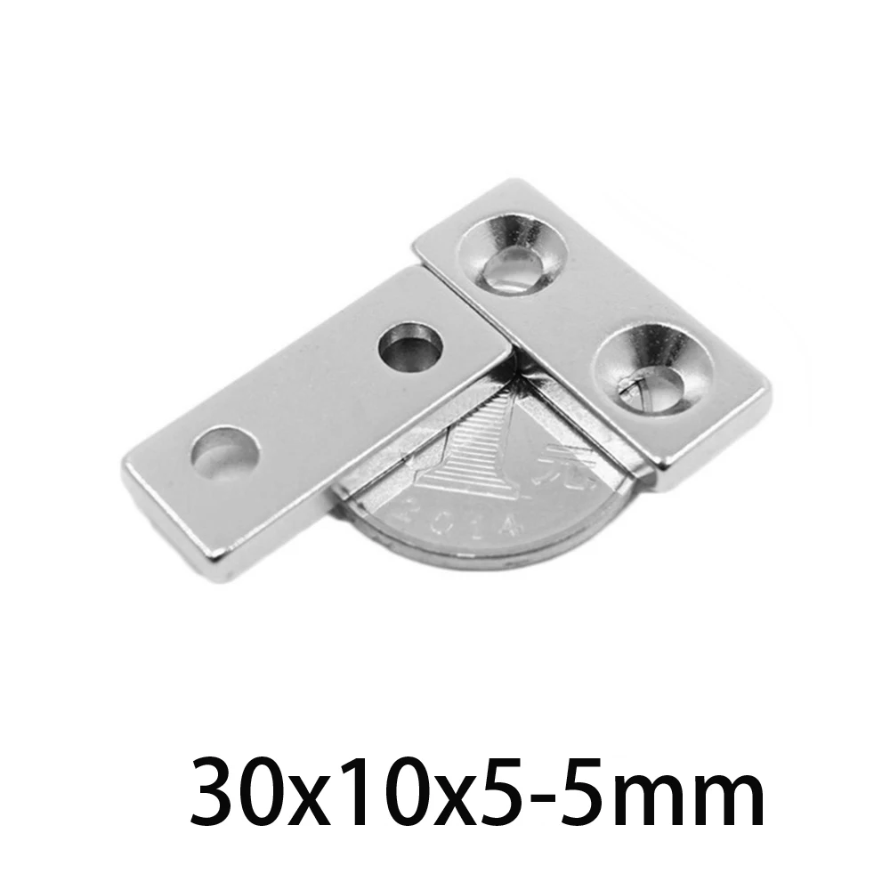 

2/5/10/15/20/50PCS 30x10x5-5mm Neodymium Magnet Countersunk Hole 5mm Block Rectangular Powerful Strong Magnetic Magnet 30*10*5-5