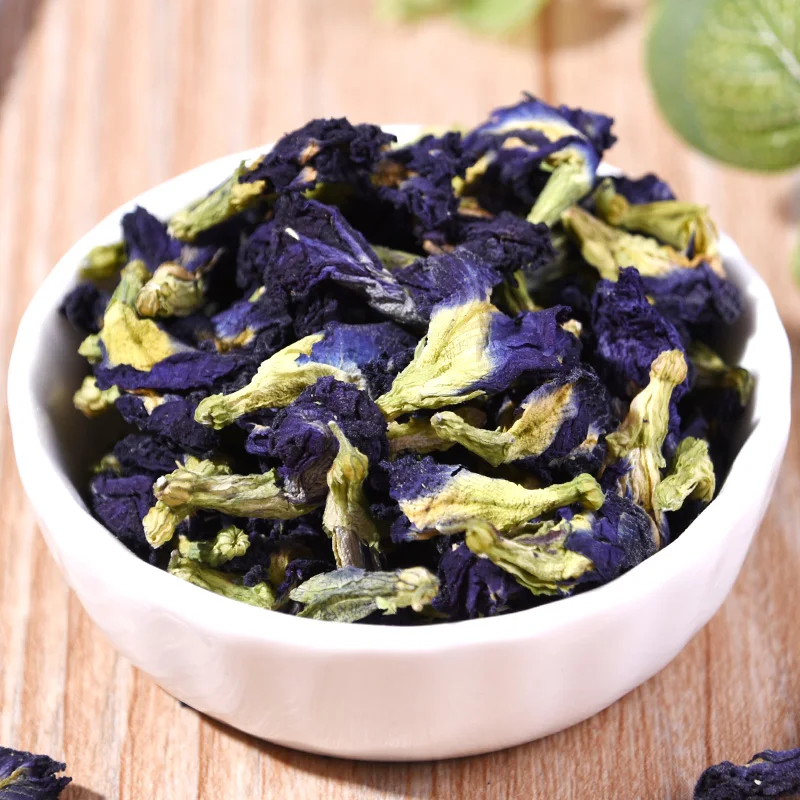 

2021 Natural Blue Butterfly Pea Tea Dried Clitoria Kordofan Pea Flower Tea Herb Organic Girl Women Gift Wedding Decoration