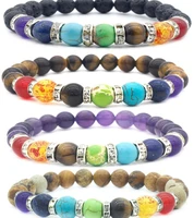 8mm ok5 mulitcolor rainbow elastic agate onyx lava bracelet energy healing balance prayer reiki chakra buddha yoga bangles